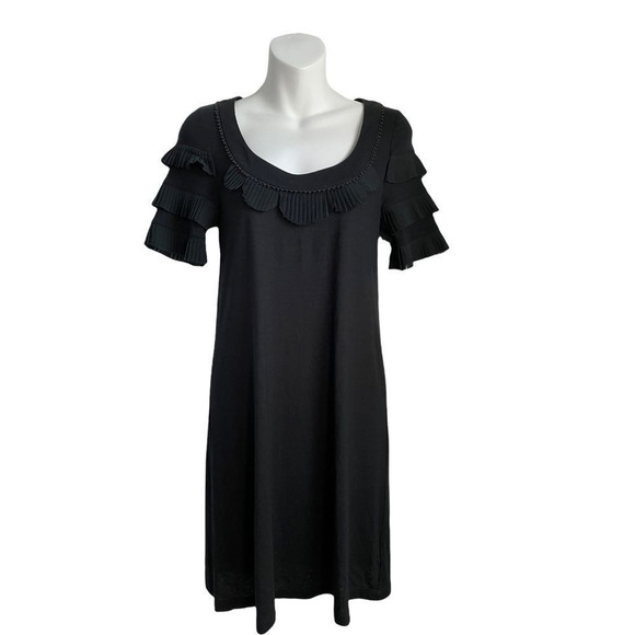Juicy Couture Exaggerated Ruffle Crochet Shirt Sleeve Black Dress Small … - Picture 3 of 14